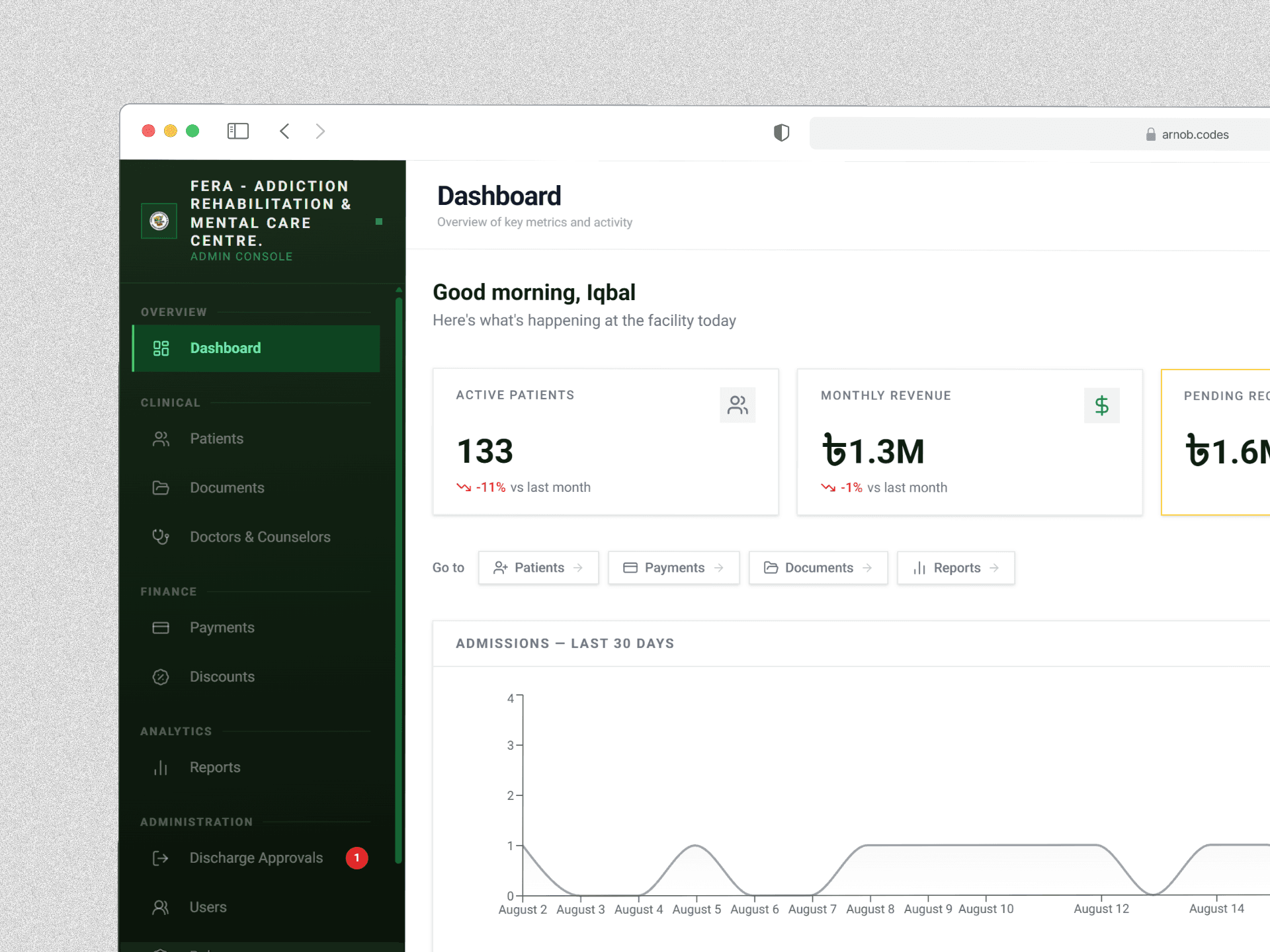 Rehab Admin Console