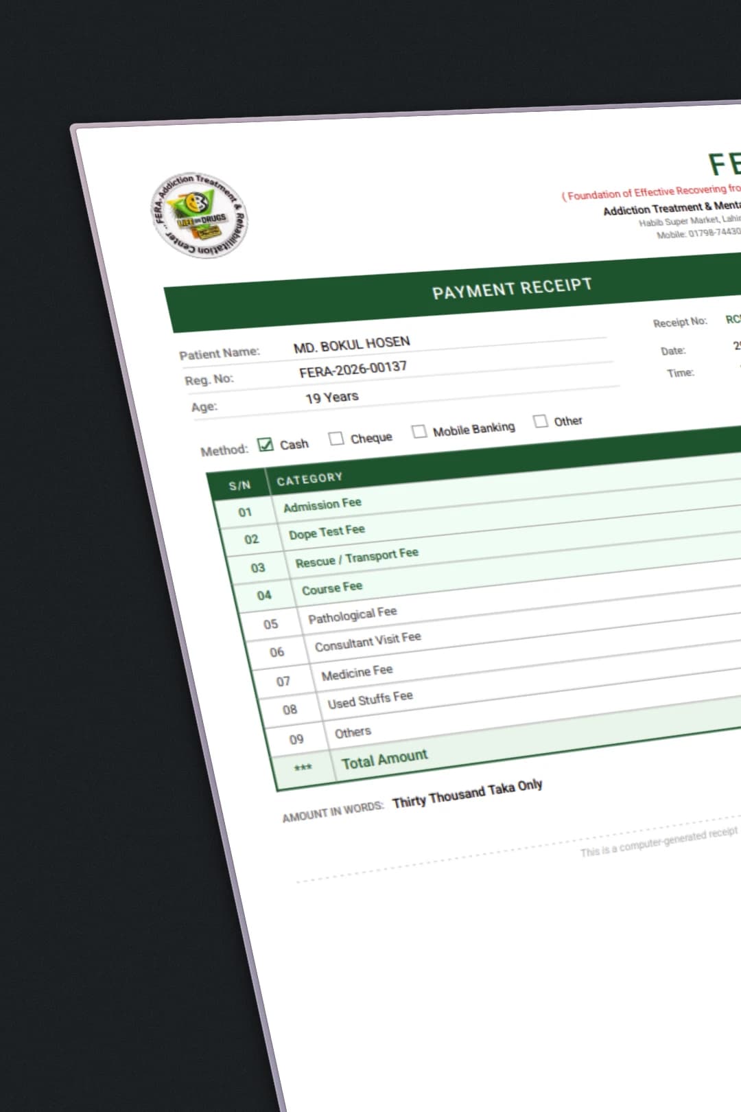 Printable PDF receipt & assessment export