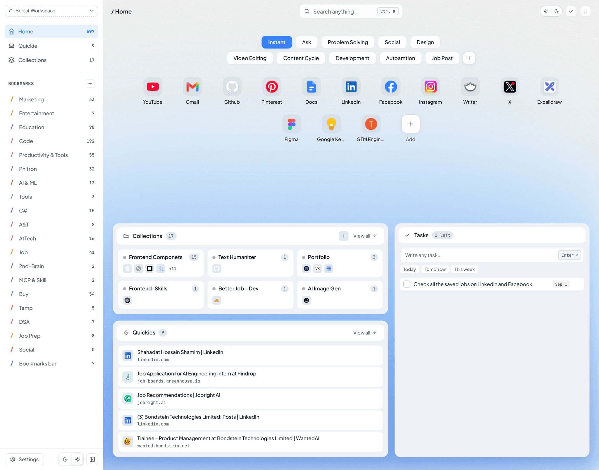 Syncly light mode dashboard